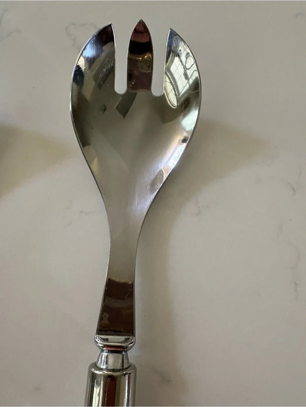 Clear Crystal handle & Silver Stainless Steel Salad Serving Set